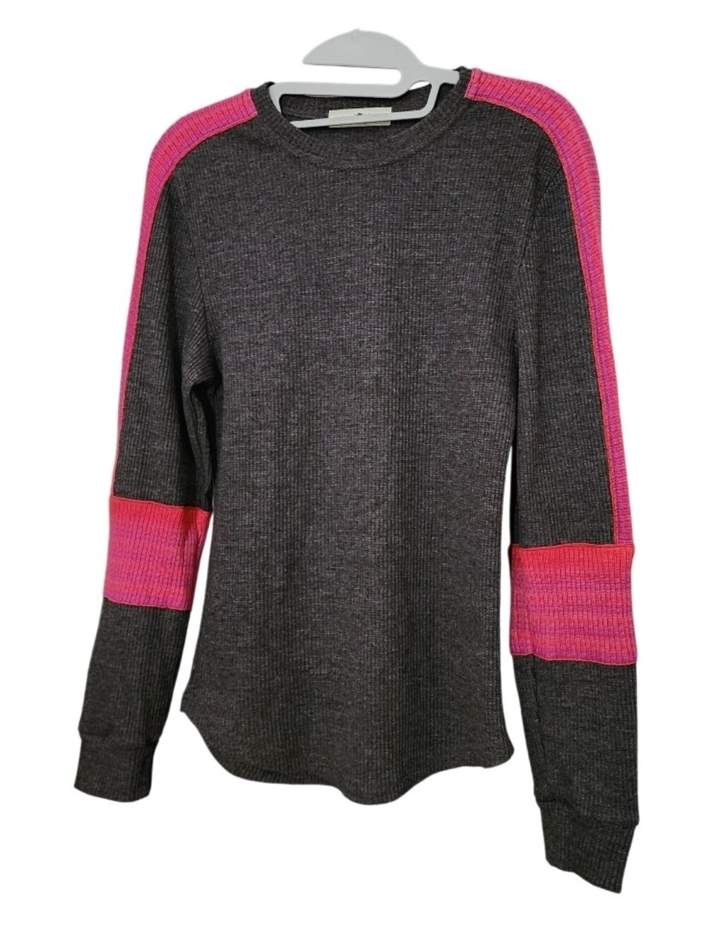 NATURAL LIFE Charcoal Sweater with Hot Pink Contrast Panels